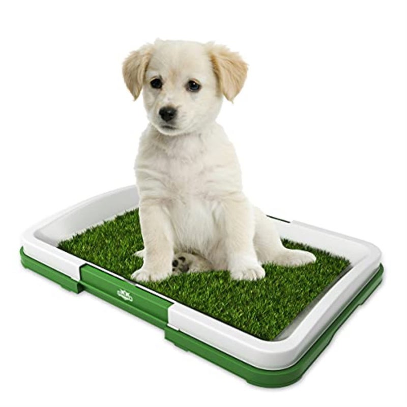 PETMAKER Artificial Grass Pee Pad Set for Dogs (Synthetic Plastic Grass) - Reusable Puppy Essential for Potty Training Small Pets Indoors and Outdoors by PETMAKER (Green) - Image 1